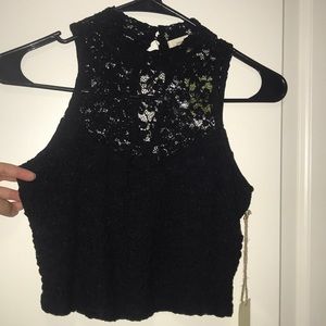 black lace crop top